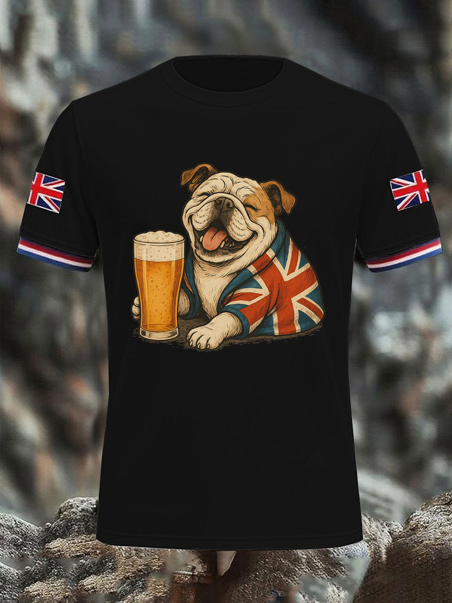 Men's Vintage England Flag Casual Printed T-shirt