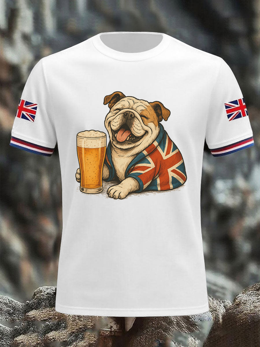 Men's Vintage England Flag Casual Printed T-shirt