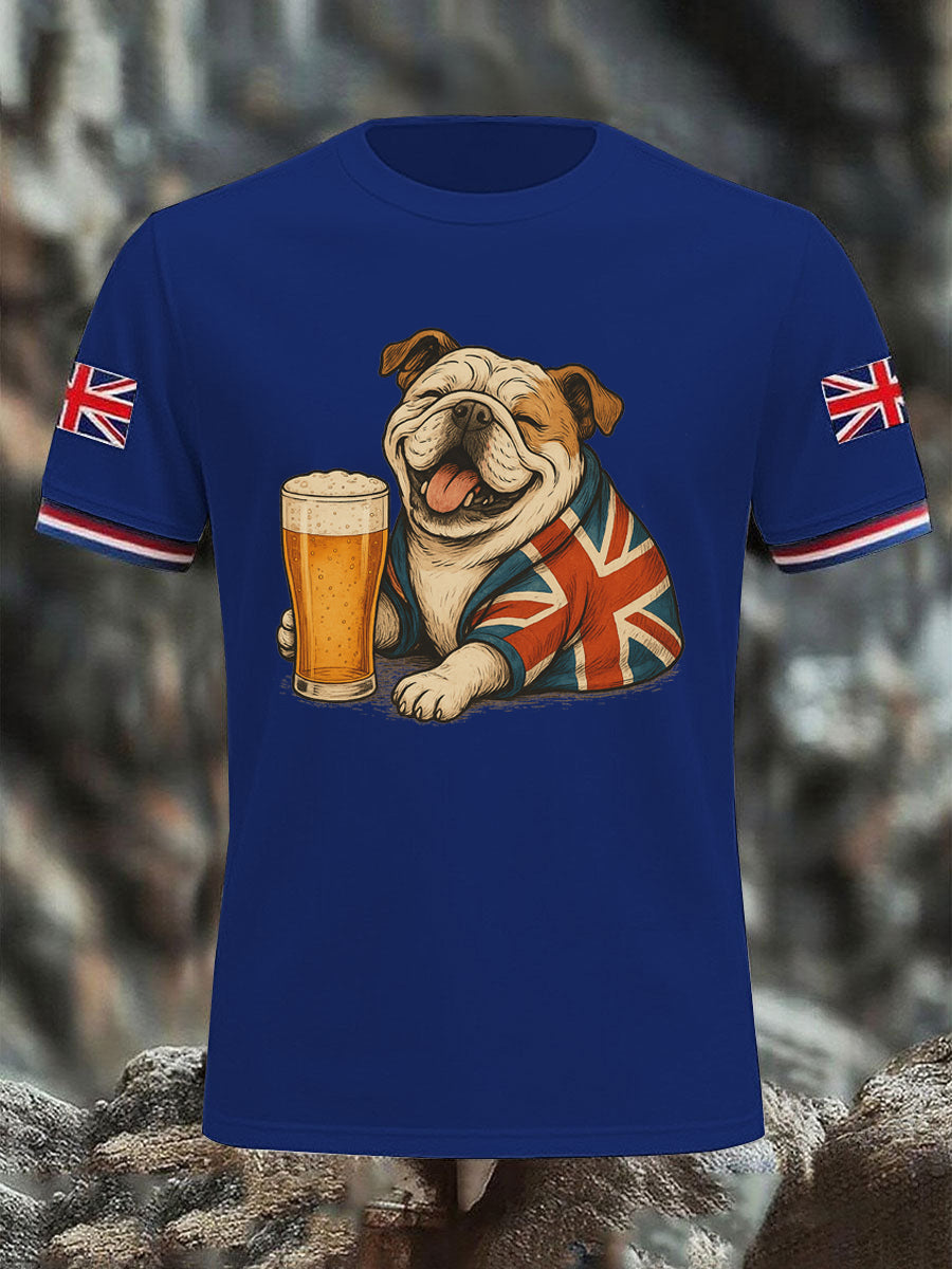 Men's Vintage England Flag Casual Printed T-shirt