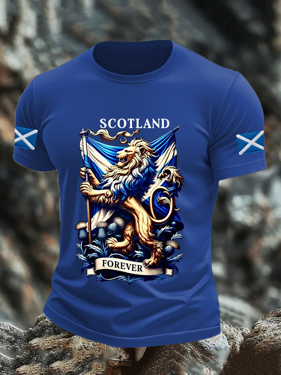 Men's Scotland Flag Proud The Brave Printed Casual Short Sleeve T-shirt