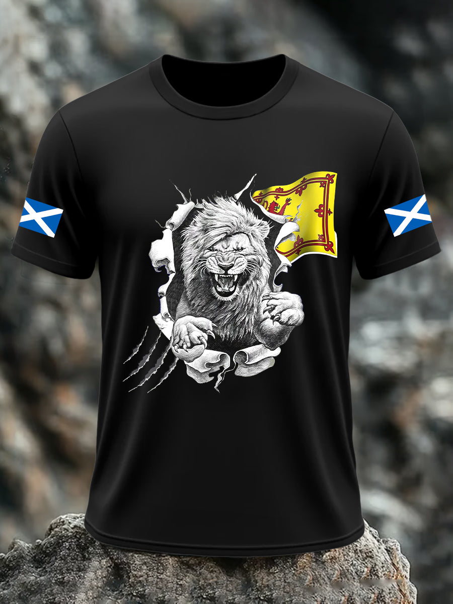 Men's Scotland Flag Proud The Brave Printed Casual Short Sleeve T-shirt