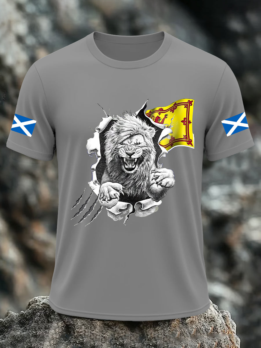 Men's Scotland Flag Proud The Brave Printed Casual Short Sleeve T-shirt