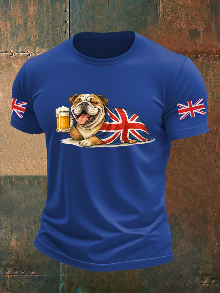 Men's Vintage England Flag Casual Printed T-shirt