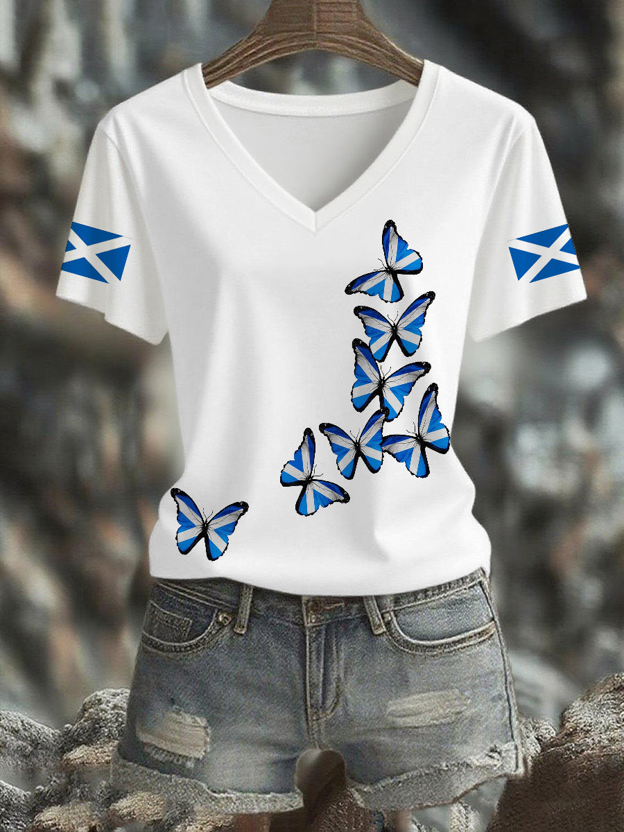 Women's Scottish Butterfly Flag Short Sleeve T-Shirt