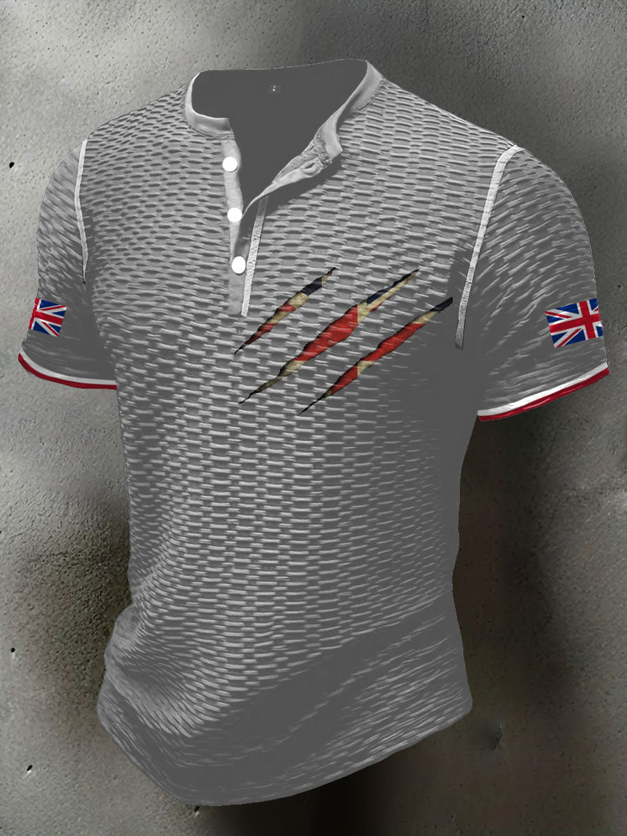 Men's UK Flag Printed Casual Tops