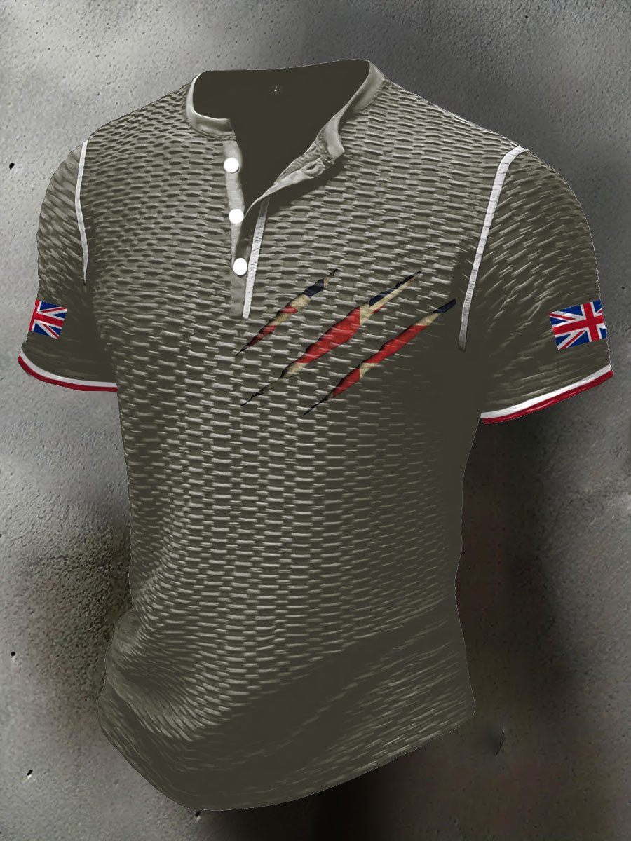 Men's UK Flag Printed Casual Tops