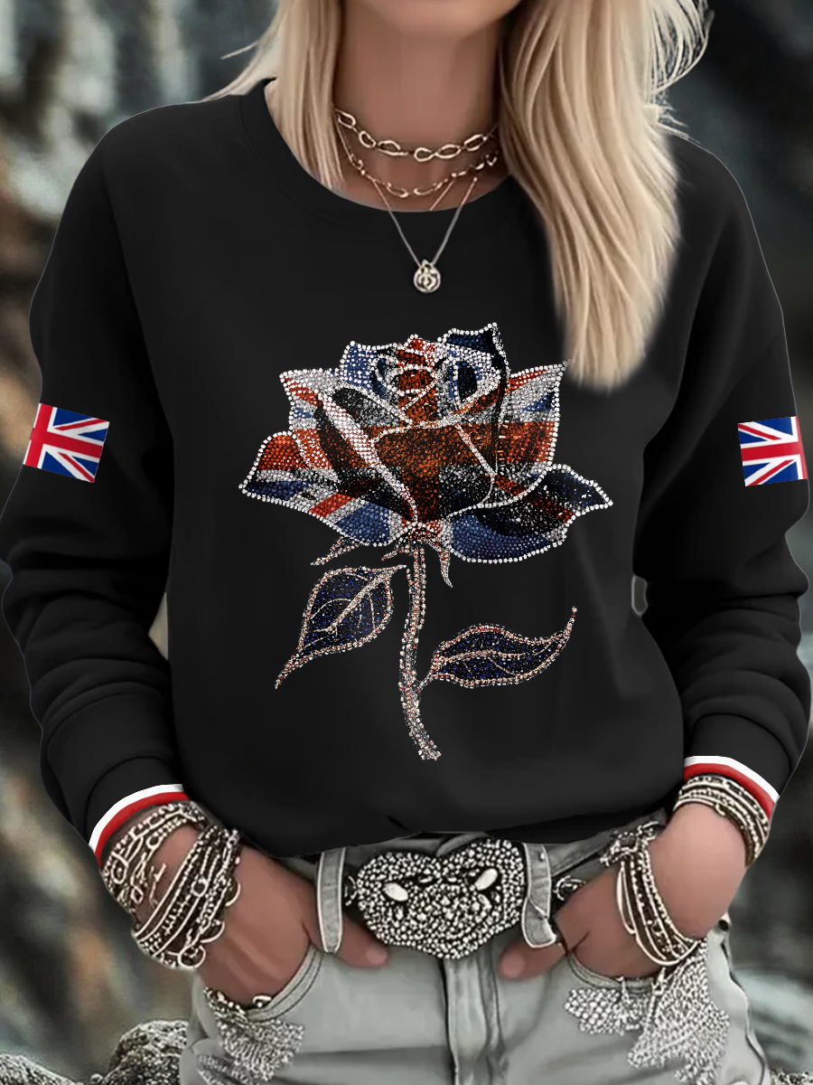 Women's UK Flag Art Printed Sweatshirt