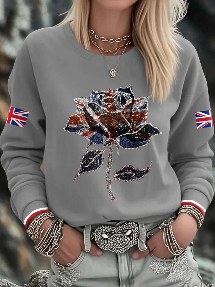 Women's UK Flag Art Printed Sweatshirt