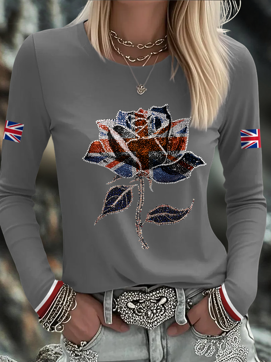 Women's UK Flag Art Printed T-shirt