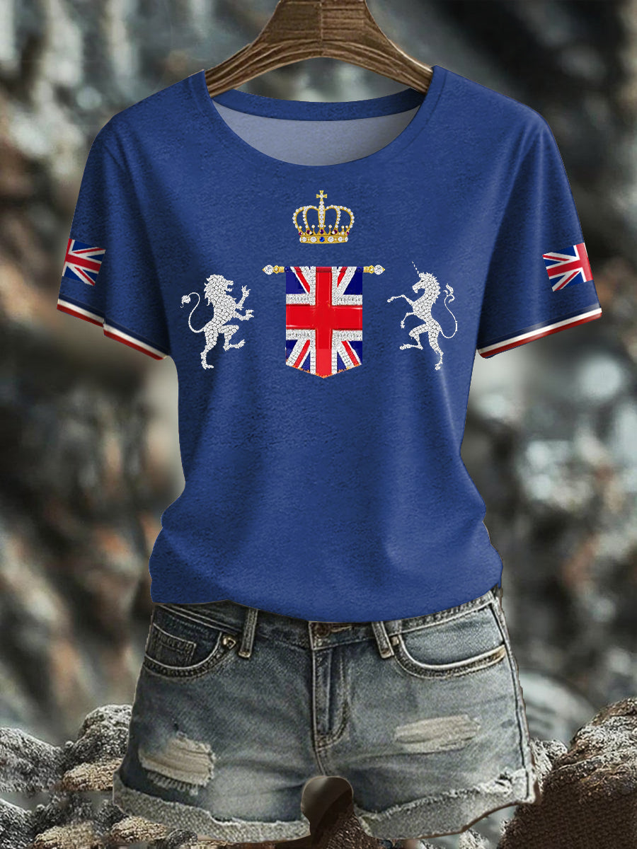 Women's UK Flag Art Printed T-shirt