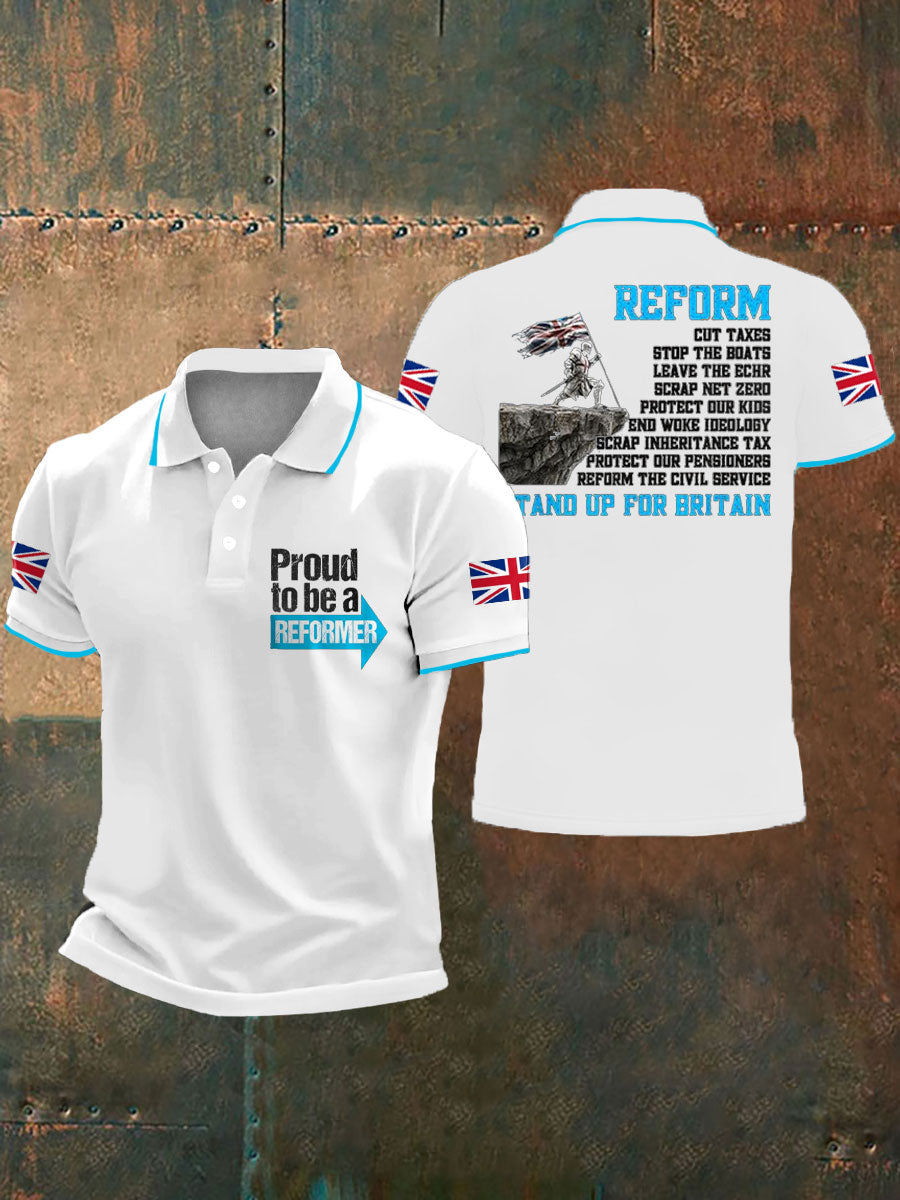 Men's UK Flag Reform Printed Casual Tops