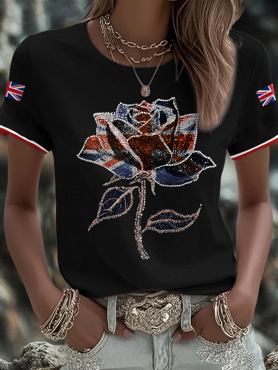 Women's UK Flag Art Printed T-shirt