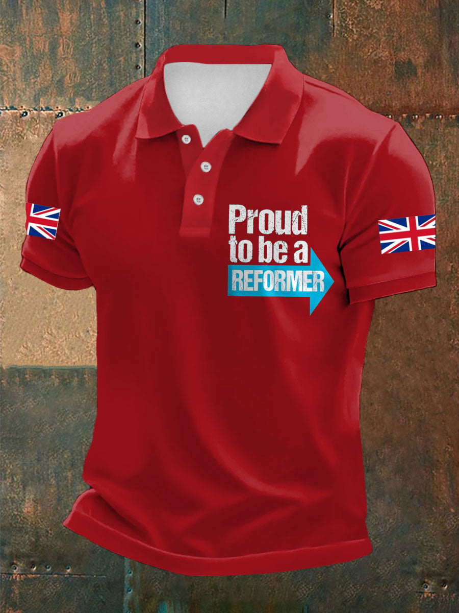 Men's UK Flag Reform Printed Casual Tops