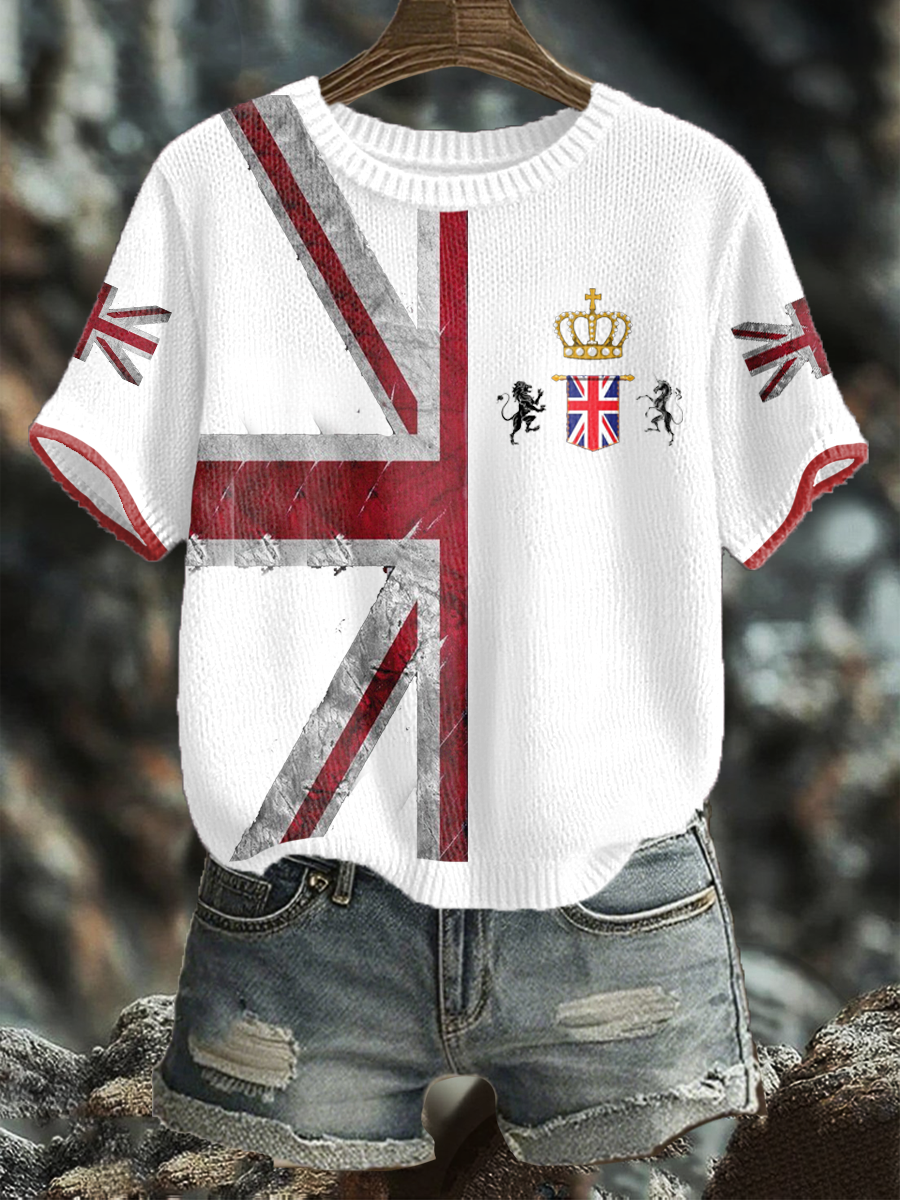 Women's UK Flag Art Printed Tops