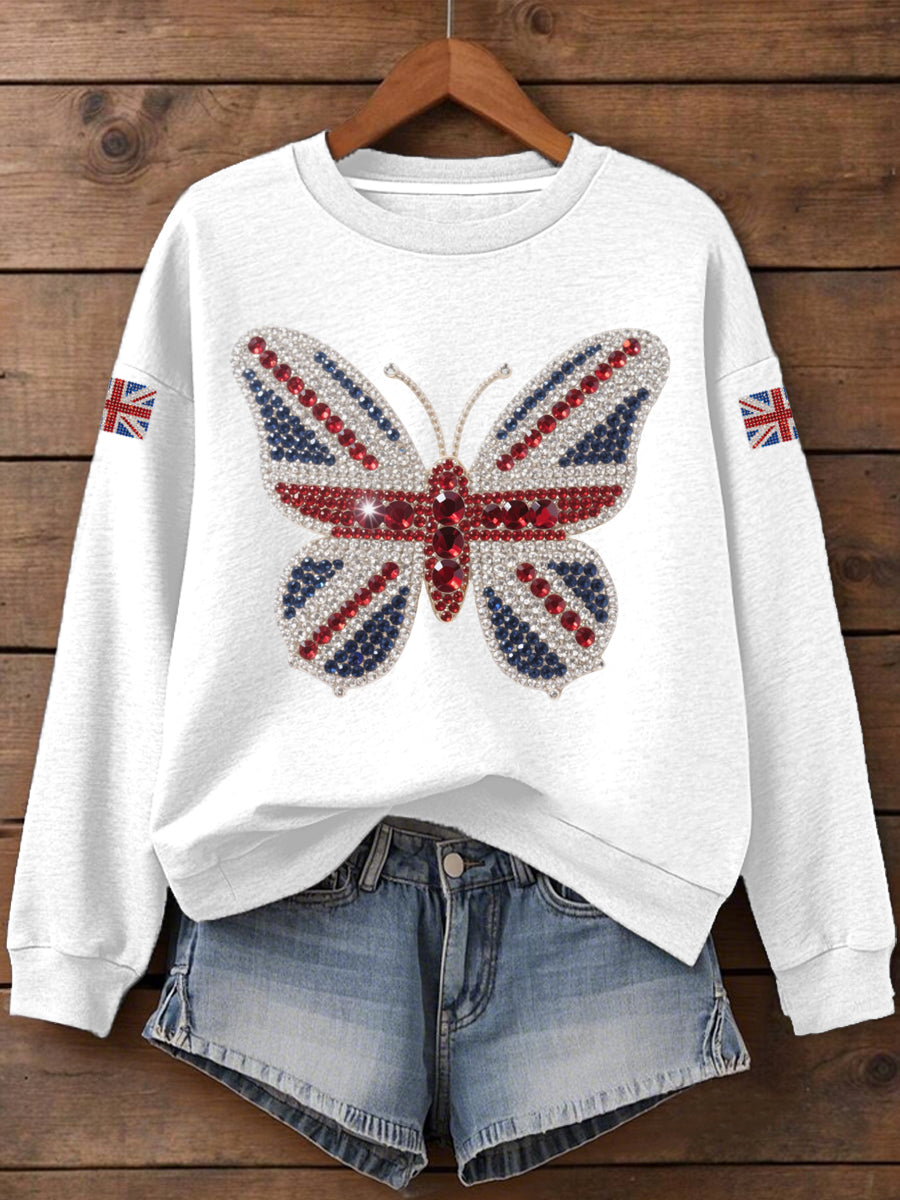 Women's UK Flag Butterfly Print Sweatshirt