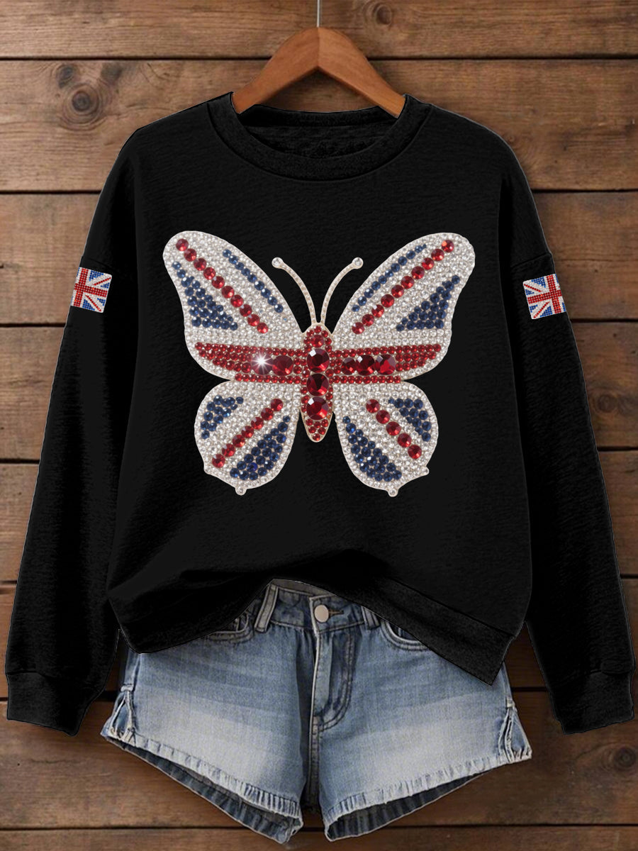 Women's UK Flag Butterfly Print Sweatshirt