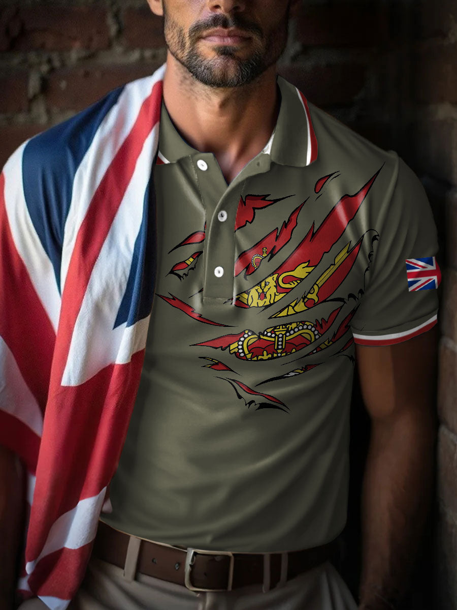 Men's UK Flag Art Printed Casual Tops