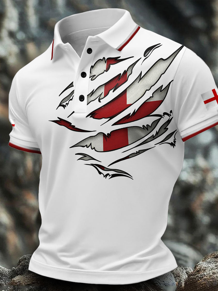 Men's England Flag Art Printed Casual Tops