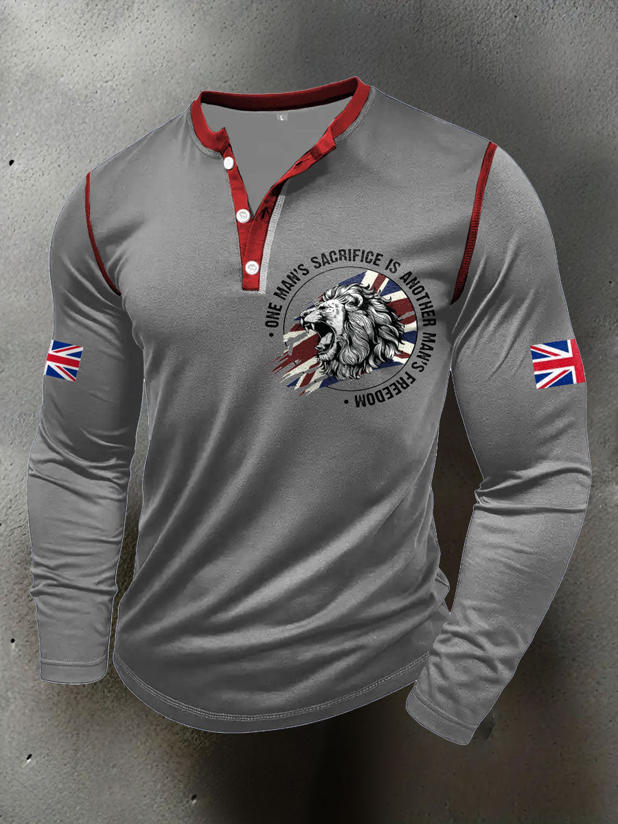 Men's UK Flag Art Printed Casual Tops