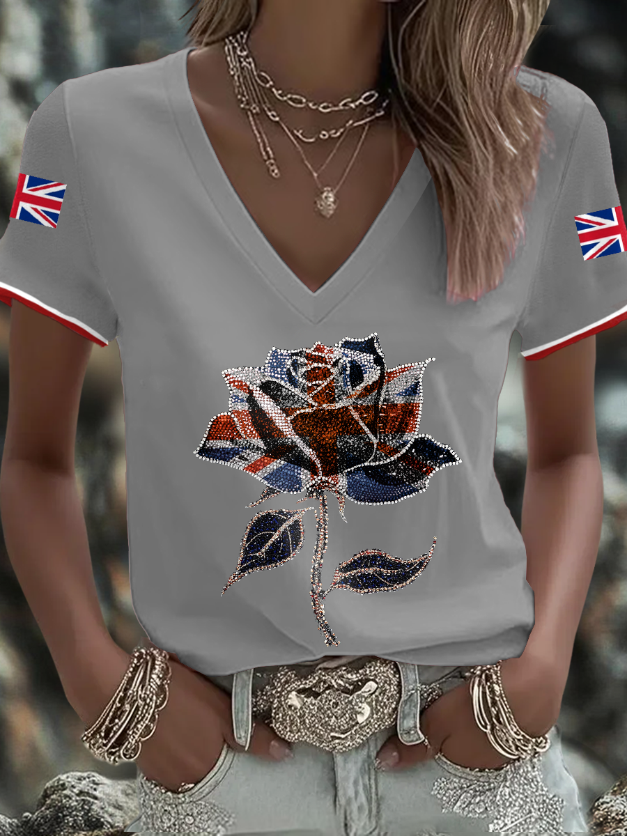 Women's UK Flag Art Printed T-shirt