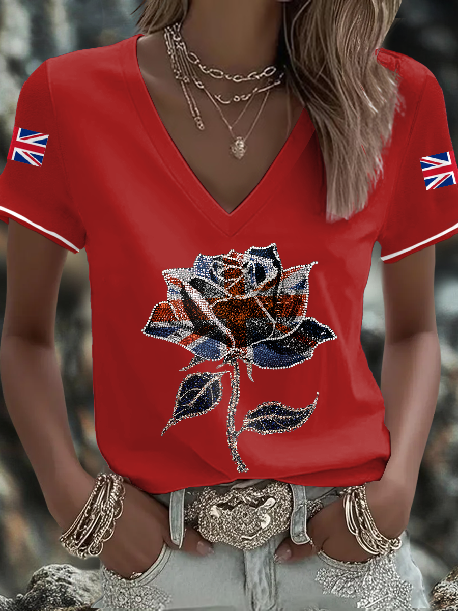 Women's UK Flag Art Printed T-shirt