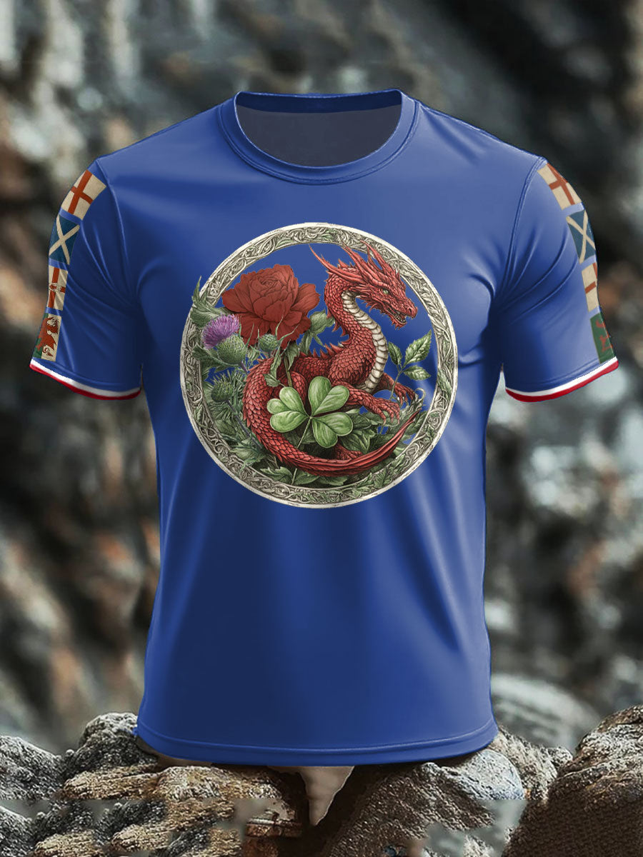 Men's UK Scotland England Northern Ireland Wales Flag Art Printed T-shirt