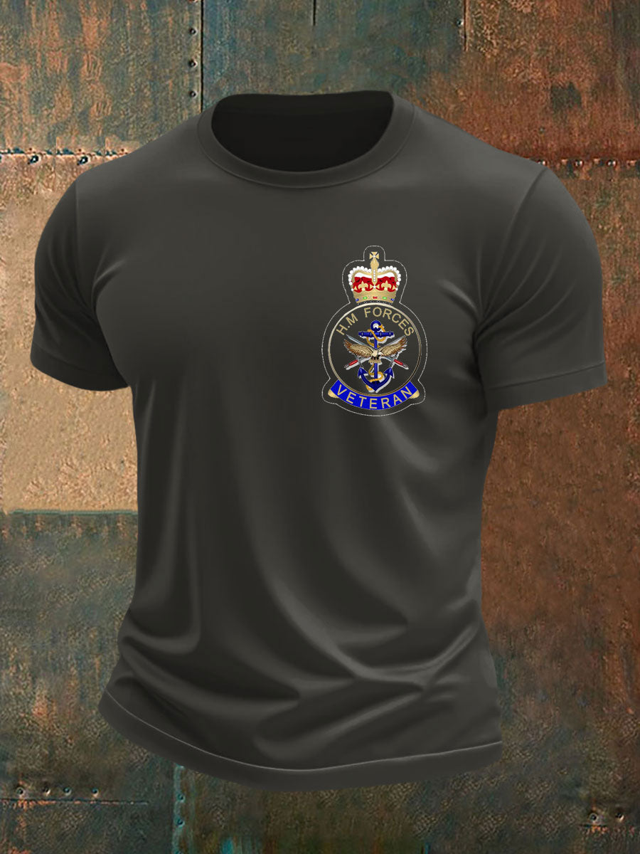 Men's British Veteran imitation cotton short-sleeved T-shirt