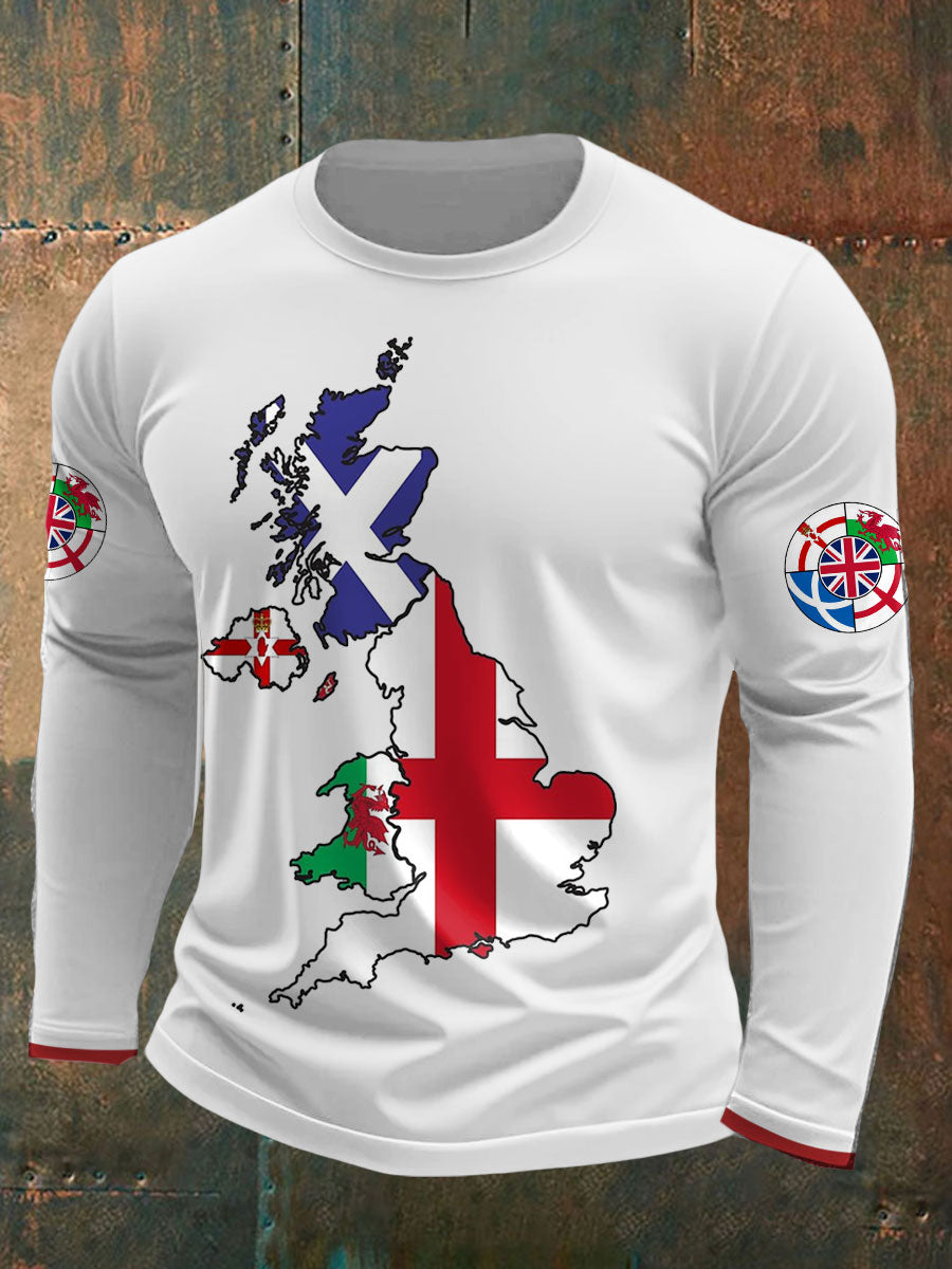 Men's UK Scotland England Northern Ireland Wales Flag Art Printed T-shirt