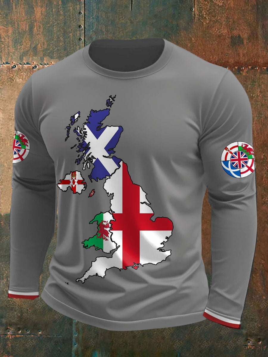 Men's UK Scotland England Northern Ireland Wales Flag Art Printed T-shirt