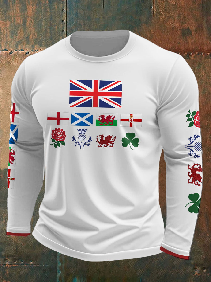 Men's UK Scotland England Northern Ireland Wales Flag Art Printed T-shirt