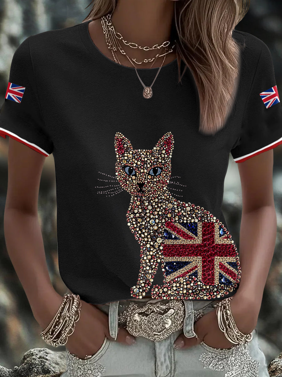 Women's UK Flag Art Printed T-shirt