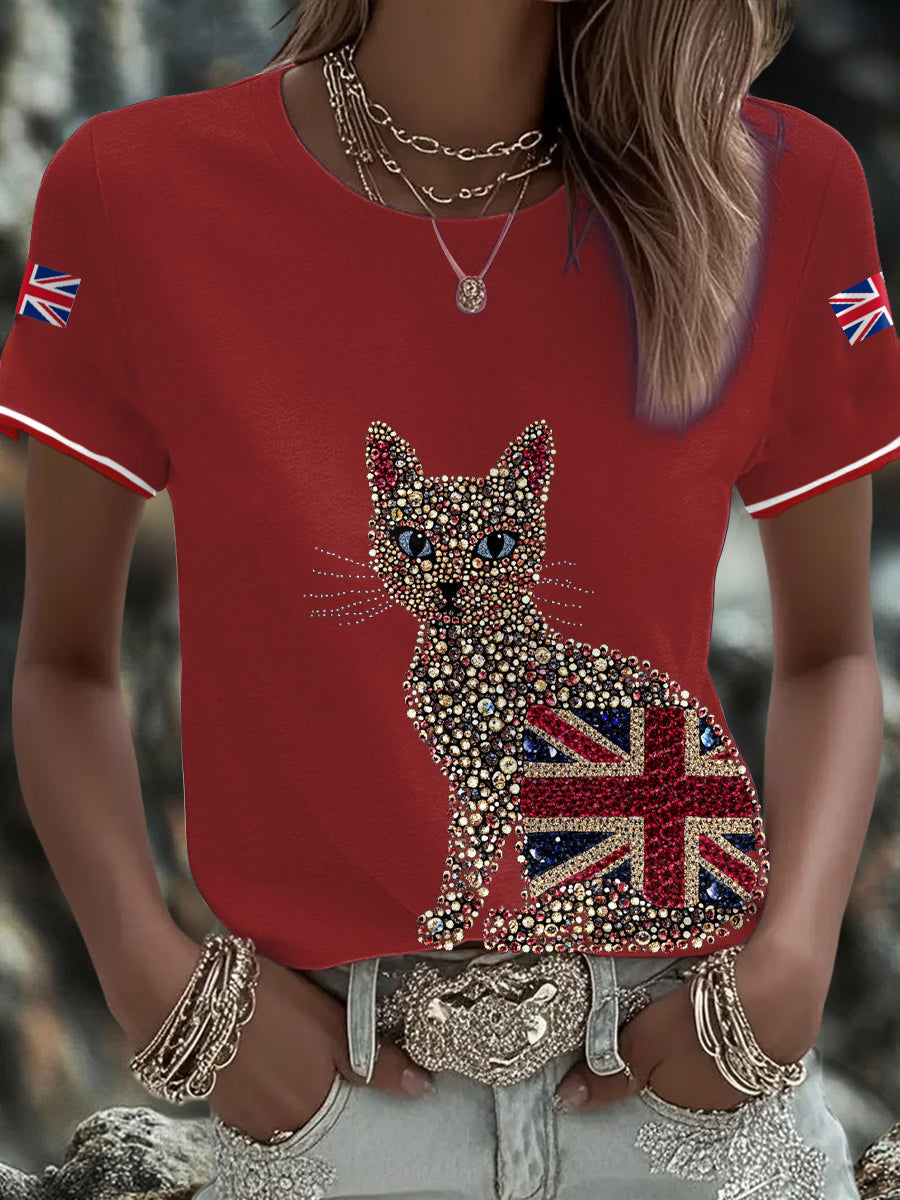 Women's UK Flag Art Printed T-shirt