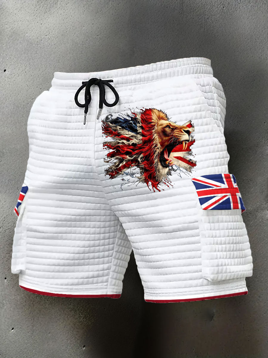 Men's UK Flag Lion Printed Shorts