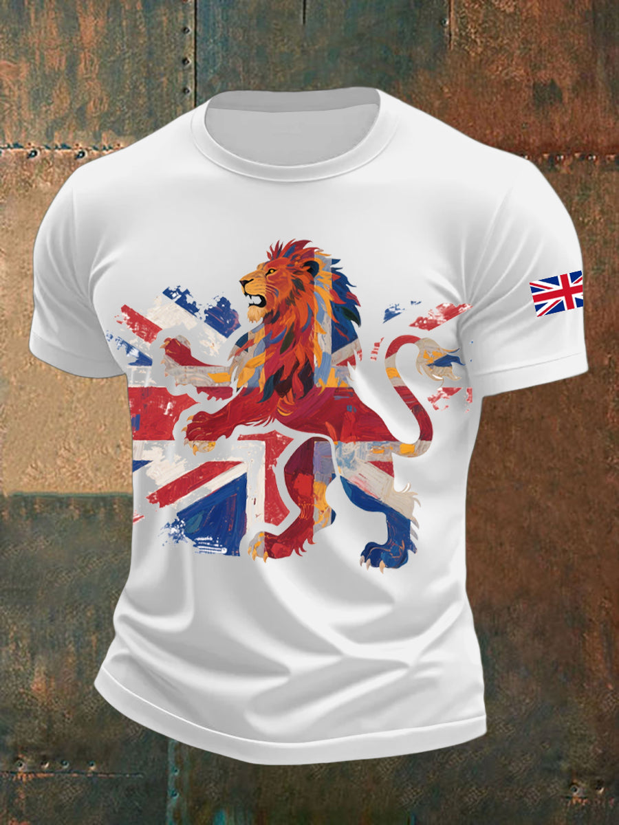 Men's UK Flag Lion Printed T-shirt