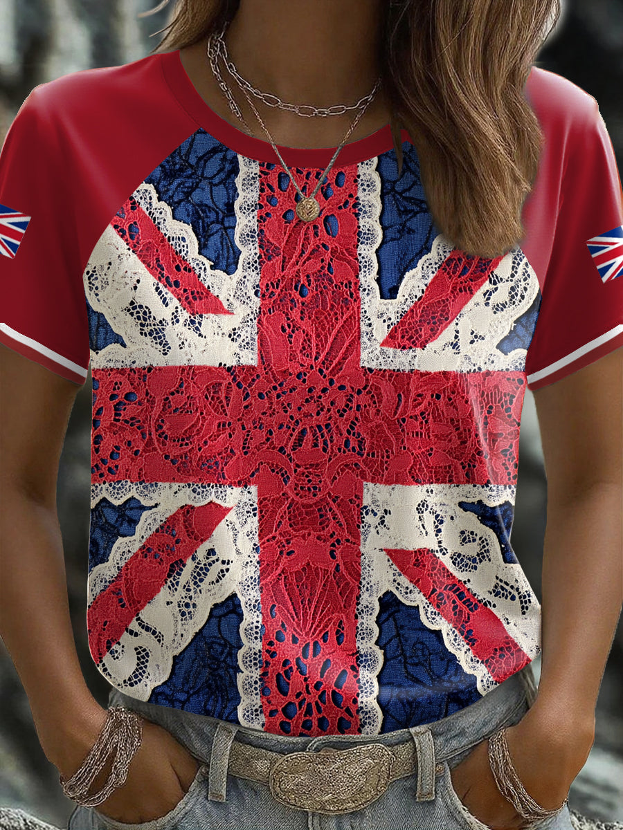 Women's UK Flag Art Printed T-shirt