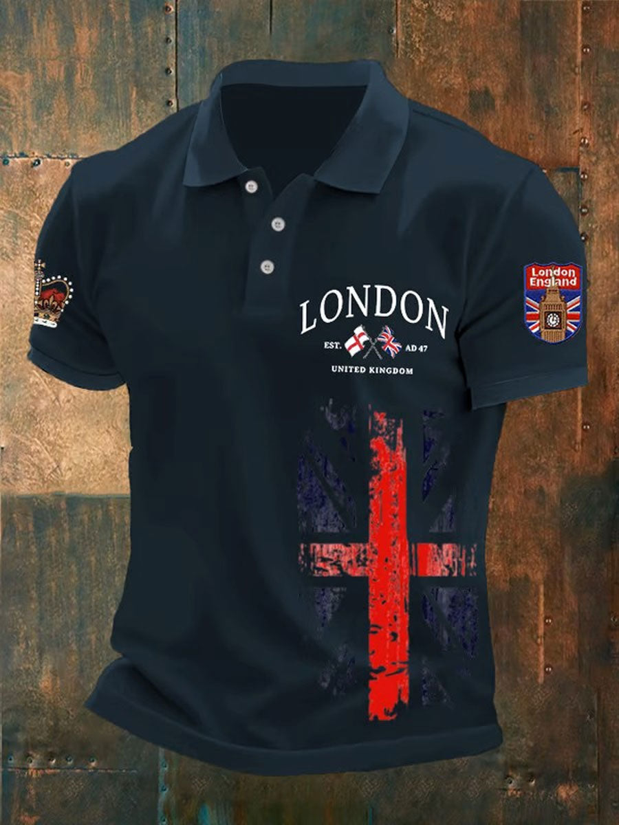 Men's UK Lodon Printed Casual Tops