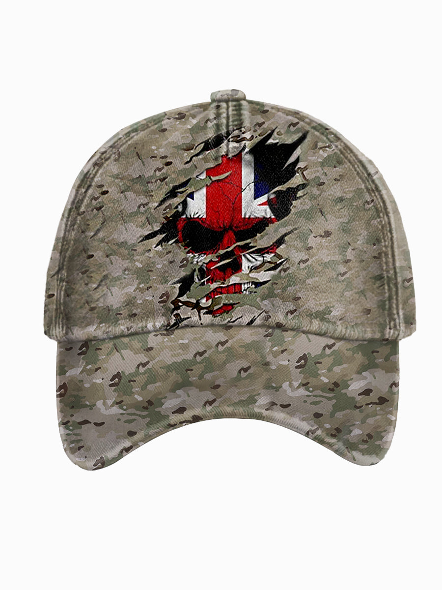 Unisex UK Flag Camouflage Skull Print Hat