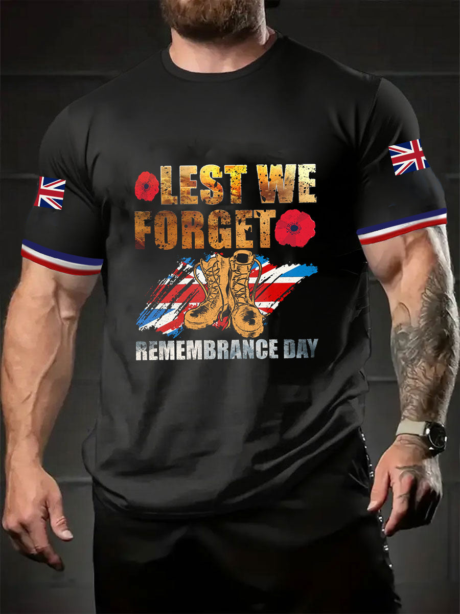 Men's Remembrance Day Lest We Forget Short Sleeves T-shirt