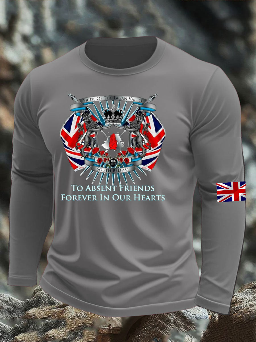 Men's British Veteran long sleeve round neck T-shirt