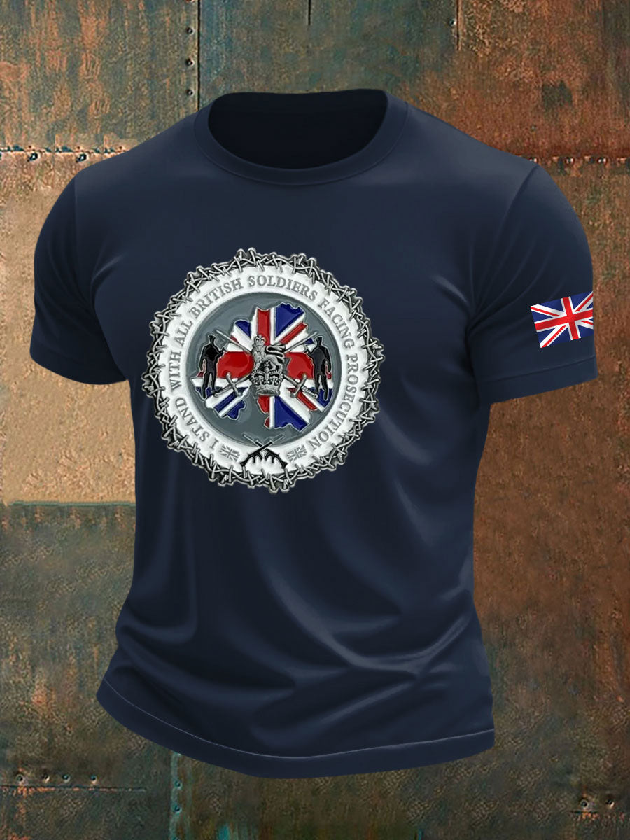 Men's British Veteran imitation cotton short-sleeved T-shirt