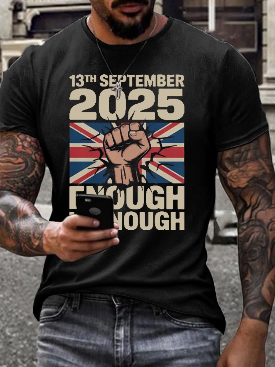 Men's September 13th 2025 London Protest imitation cotton short-sleeved T-shirt