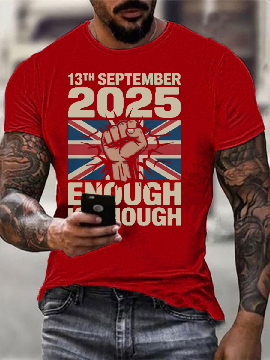 Men's September 13th 2025 London Protest imitation cotton short-sleeved T-shirt