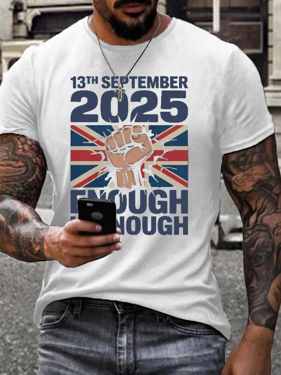 Men's September 13th 2025 London Protest imitation cotton short-sleeved T-shirt