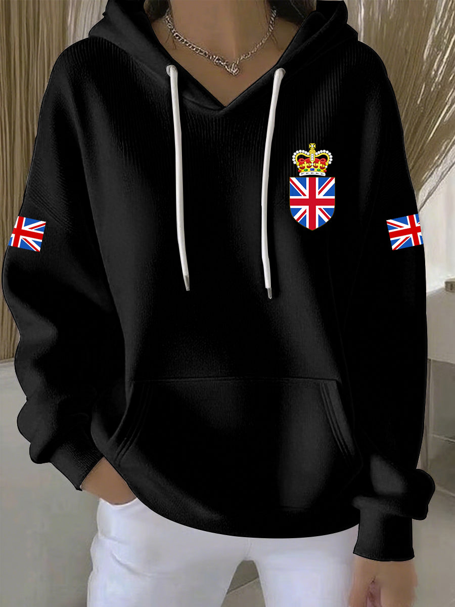 Women's British style Print Casual Hoodie