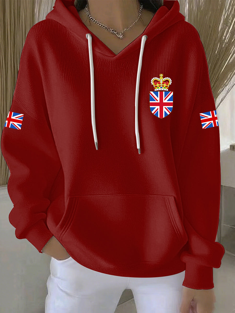 Women's British style Print Casual Hoodie