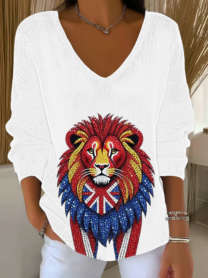 Women's British imitation diamond hot-drilling Printed Tops