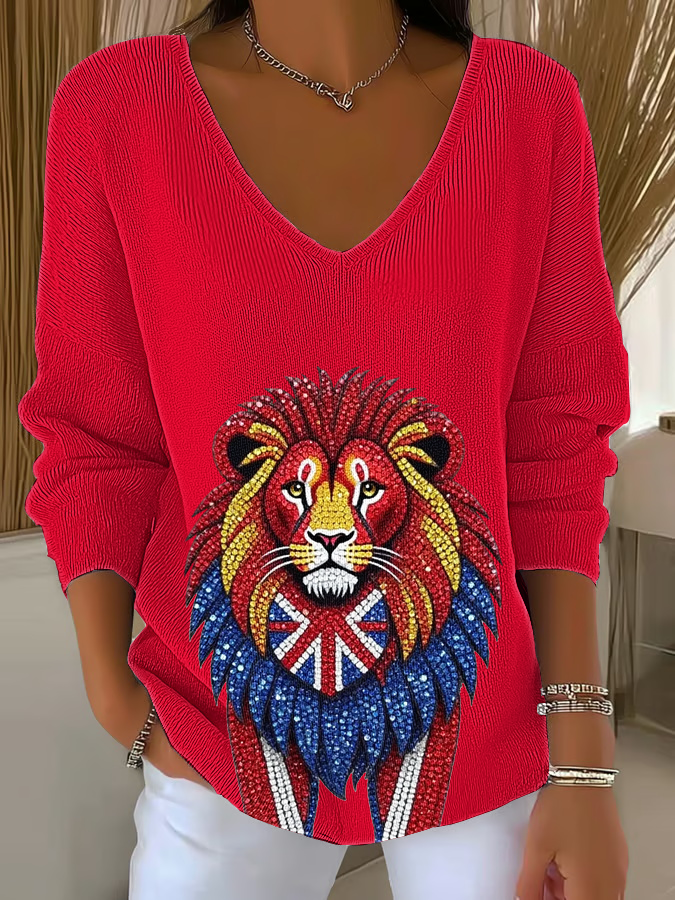 Women's British imitation diamond hot-drilling Printed Tops