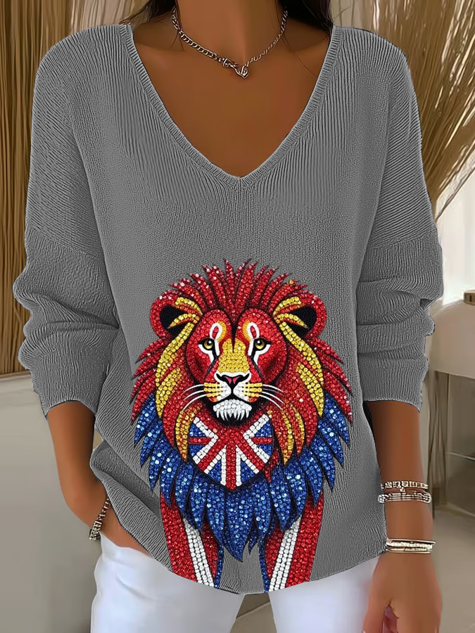 Women's British imitation diamond hot-drilling Printed Tops