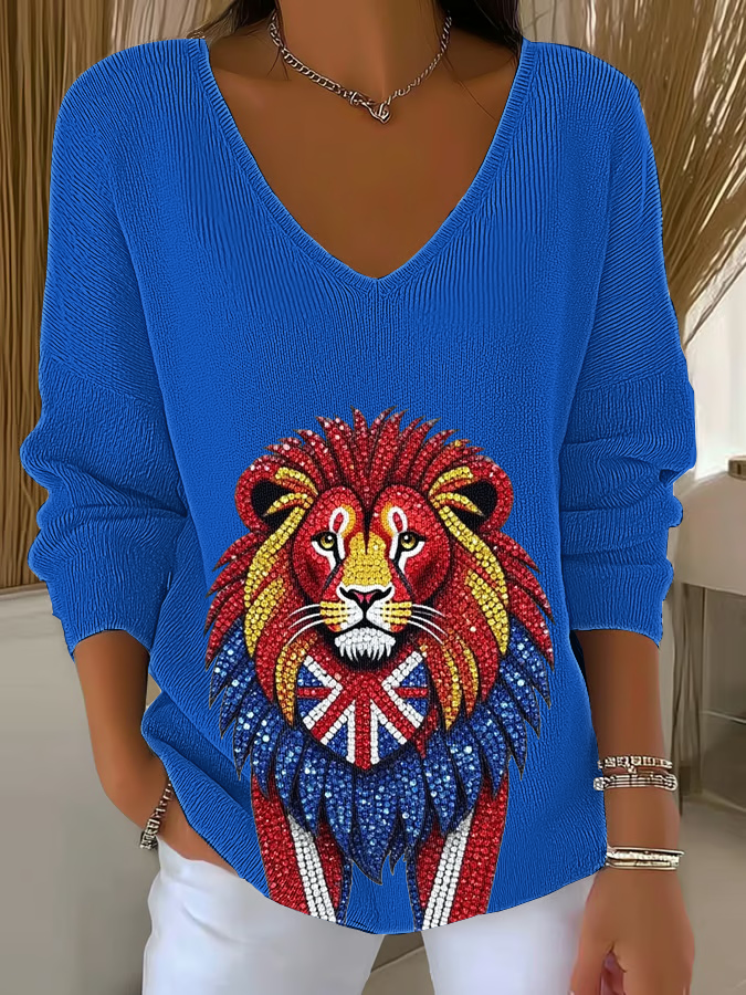 Women's British imitation diamond hot-drilling Printed Tops