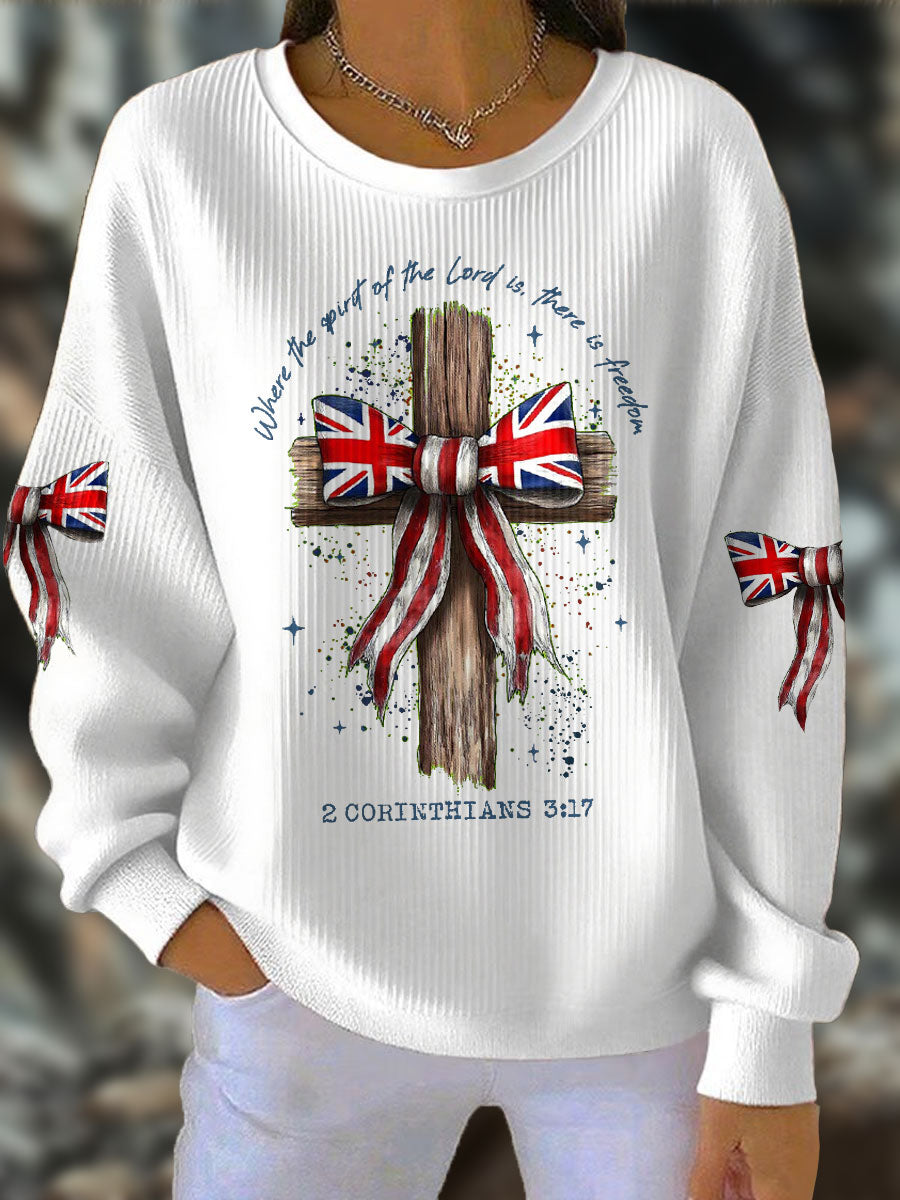Women's UK Flag Faith Printed Sweatshirt